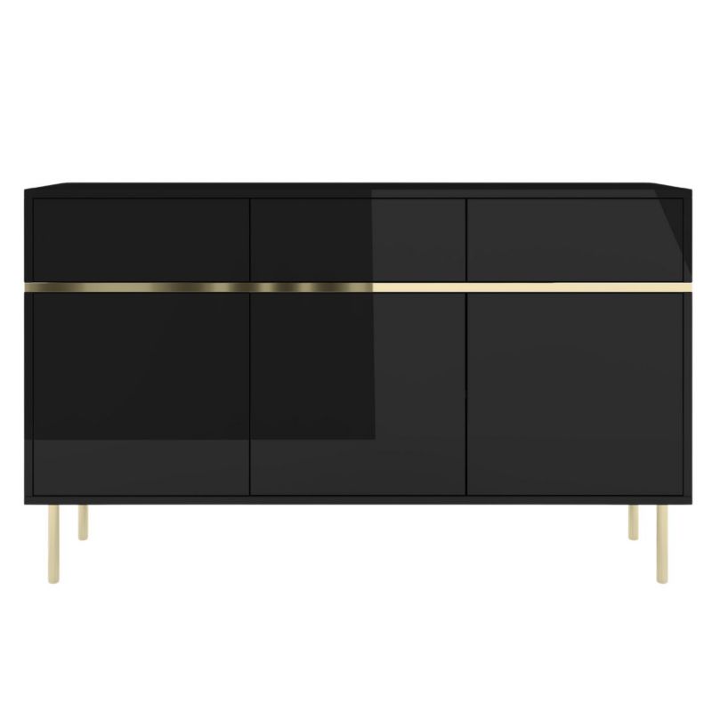 Czarna komoda Dancan MARIKA ze złotymi dodatkami 1 szt.