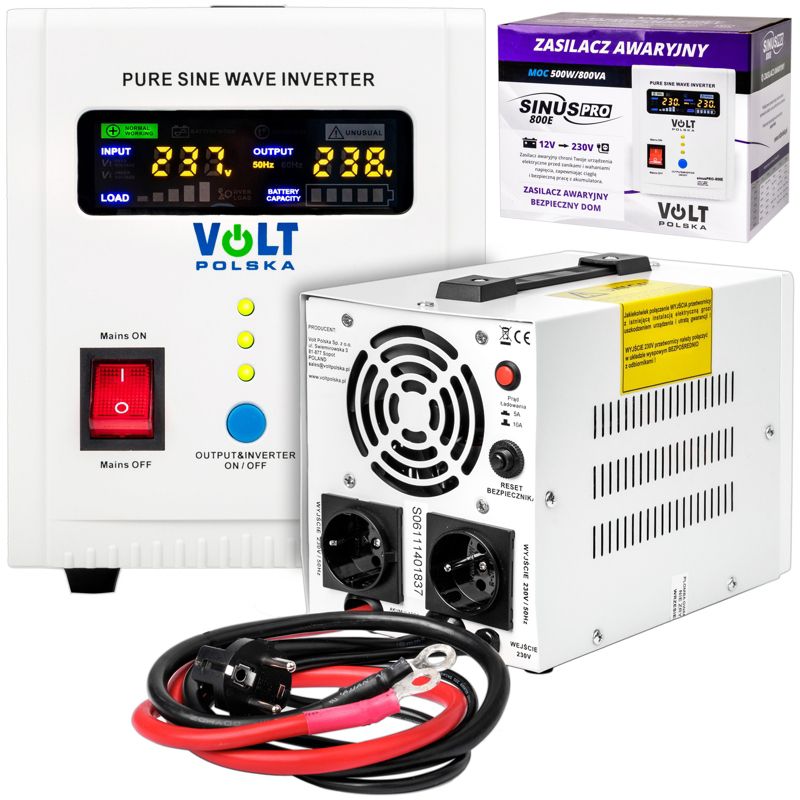 Przetwornica UPS Volt Polska 12V 230V 800W Awaryjne Zasilanie Pieca CO sinuspro-800E 1szt.