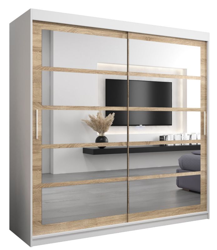 Szafa przesuwna Abiks ROMA 2 200 biały mat + sonoma 1 szt.