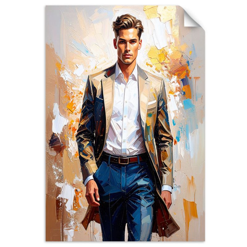 Plakaty samoprzylepne do salonu sypialni Feeby Mężczyzna na pokazie mody 20x30cm 1szt