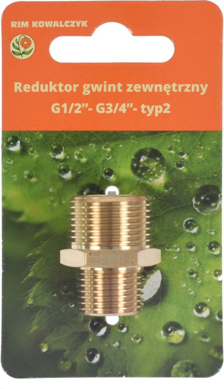 Reduktor mosiężny z gwintem zewnętrznym 1/2" - 3/4" typ 2