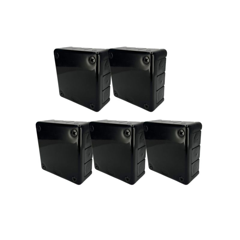 Puszka natynkowa EDO hermetyczna 98x98x42mm 12-wlotowa, z dławikami gumowymi, IP55 zamknięcie "na wkręty", czarna 5szt.