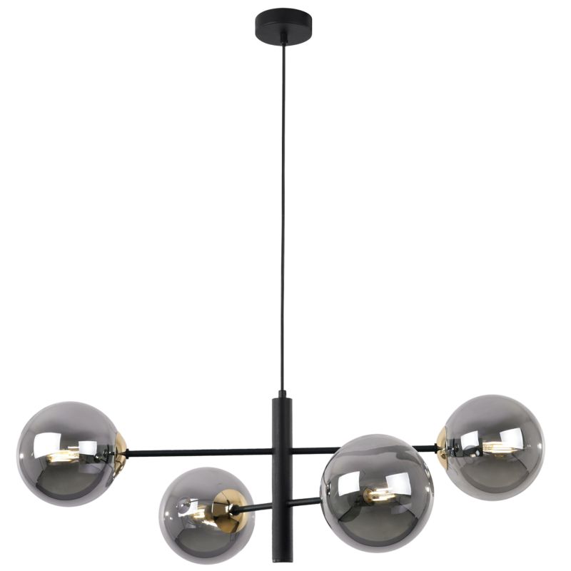 Lampa sufitowa wisząca Light Home LH Siena 4x E14 40W czarny/złoty klosz grafitowy 1szt.