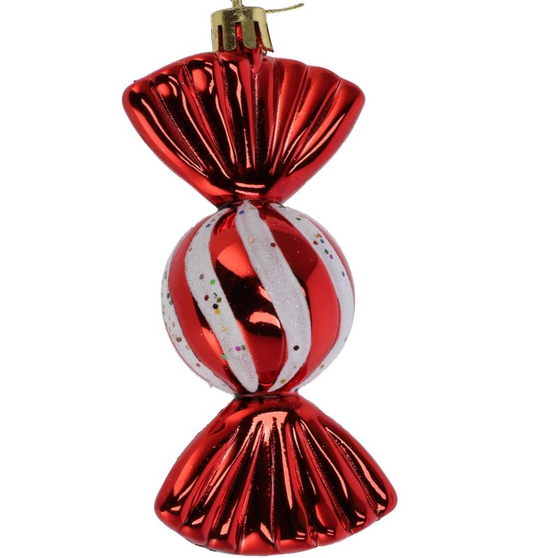 Bombki plastikowe cukierki Jumi 10 cm czerwone 6 szt.