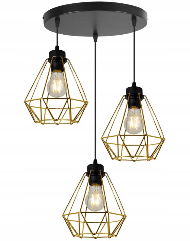 Lampa sufitowa wisząca okrągła Light Home LH Nuvola 3x E27 60W metalowy złoty 1szt.