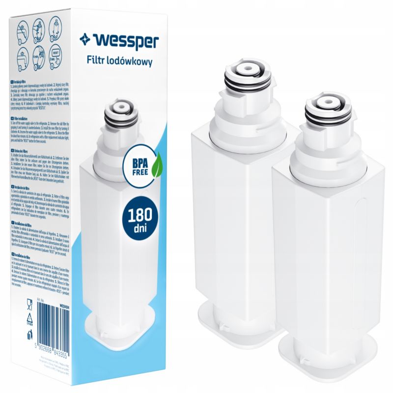Filtr wody, Wessper, do lodówek Samsung RF BRF SRF, zamiennik DA97-17376B HAF-QIN, wkład, 2szt