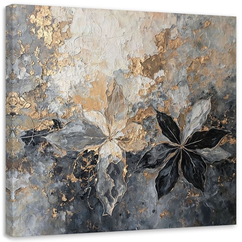 Obraz na płótnie Feeby Liście Abstrakcja Tekstura Złoty 40x40cm 1szt