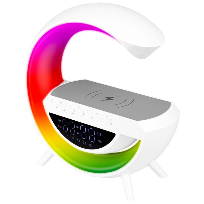 Lampa biurkowa LED MasterLED G 5W RGB z głośnikiem Bluetooth, radiem FM, QI i budzikiem biała 1 szt.