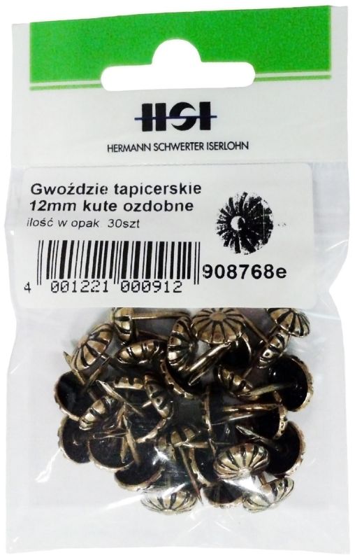 Gwoździe tapicerskie 12 mm kute ozdobne 30 szt.