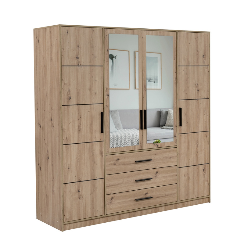 Nowoczesna duża szafa z lustrem i szufladami 196 cm KODA