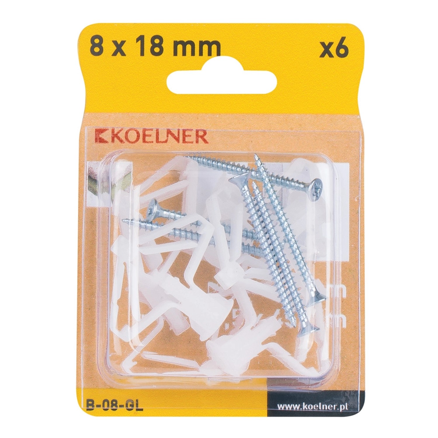 Koelner Kołek do płyt GK 8mm z wkrętem 6szt