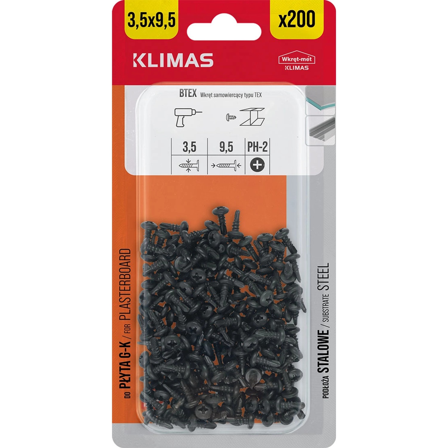 Wkręt-met Wkręt fosfatowany typu Tex 3,5 mm x 9,5 mm