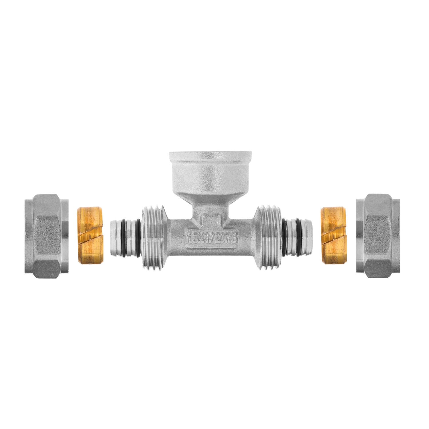 Invena Trójnik gwint wew. 16 mm x 1/2" x 16 mm- wkład aluminiowy