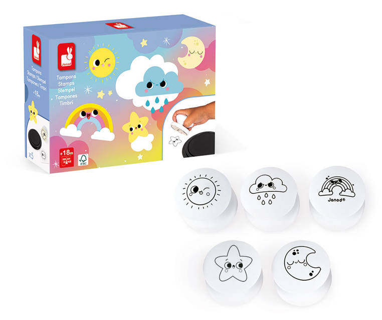 Janod, Zestaw kreatywny Stempelki Słodkie sny 18 m+ Kolekcja 2022