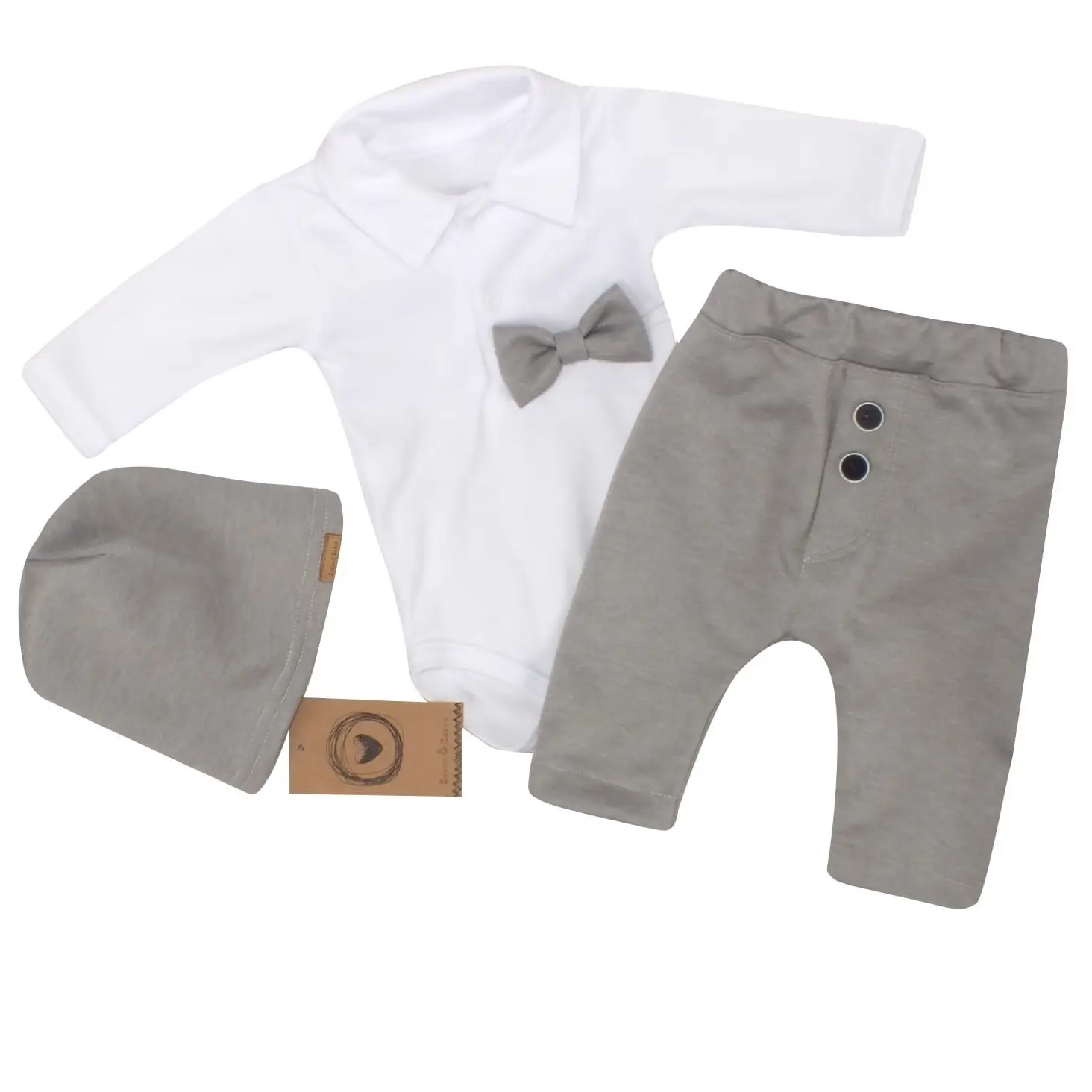 4-CZ NOWOCZESNY GARNITUREK DO CHRZTU , KOMPLET ELEGANCKI SZARY ZZ - 74