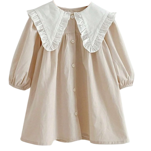 Sukienka bawełniana beż z kołnierzykiem NS