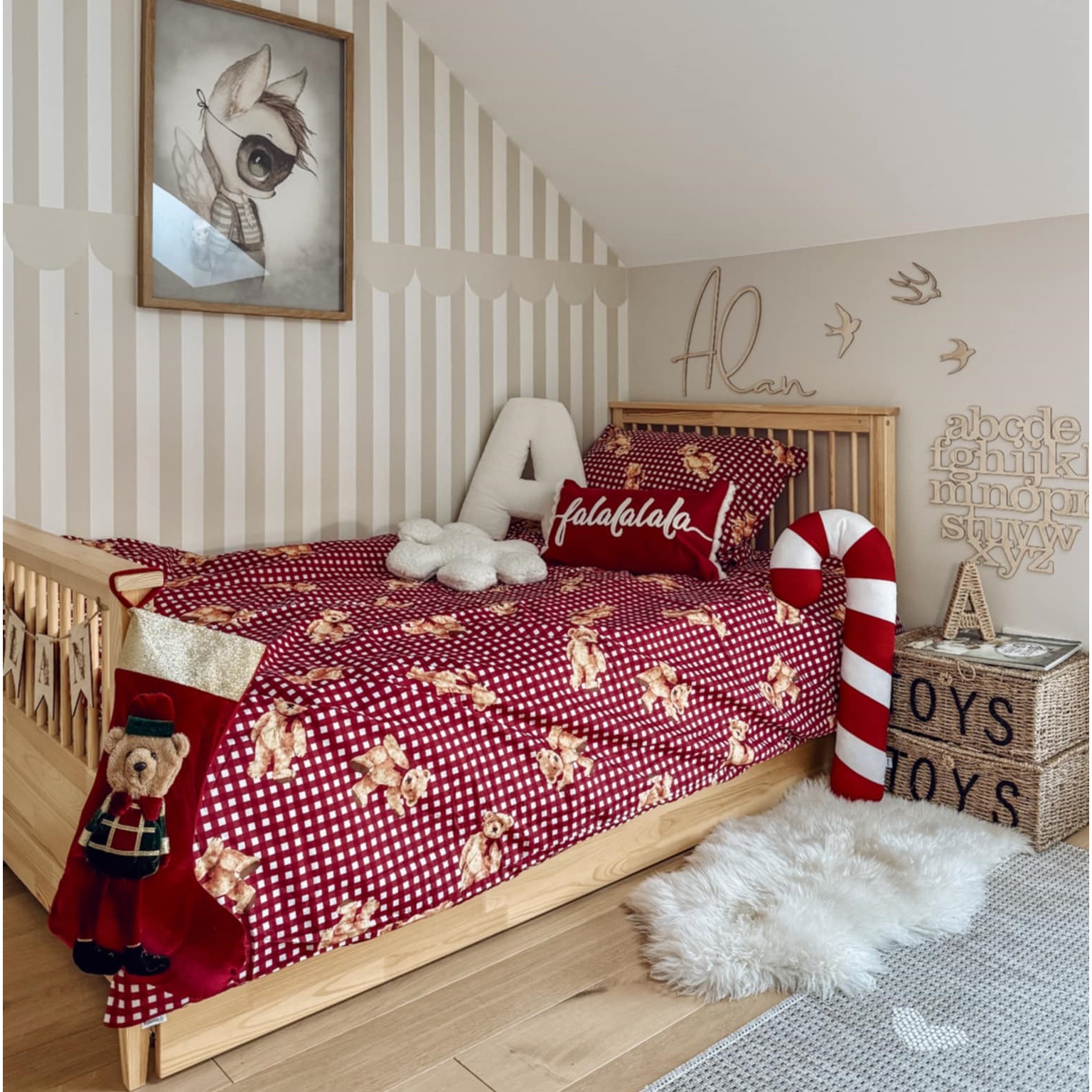 Komplet pościeli świątecznej Misie i krateczka al/BW - 200x220