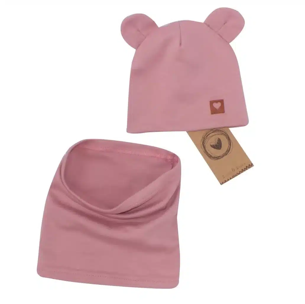 CZAPKA PODWÓJNA NIEMOWLĘCA Z USZKAMI+KOMIN WRZOS ZZ - 80-86