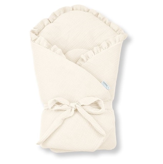 Rożek niemowlęcy muślinowy z falbankami wanilia AM