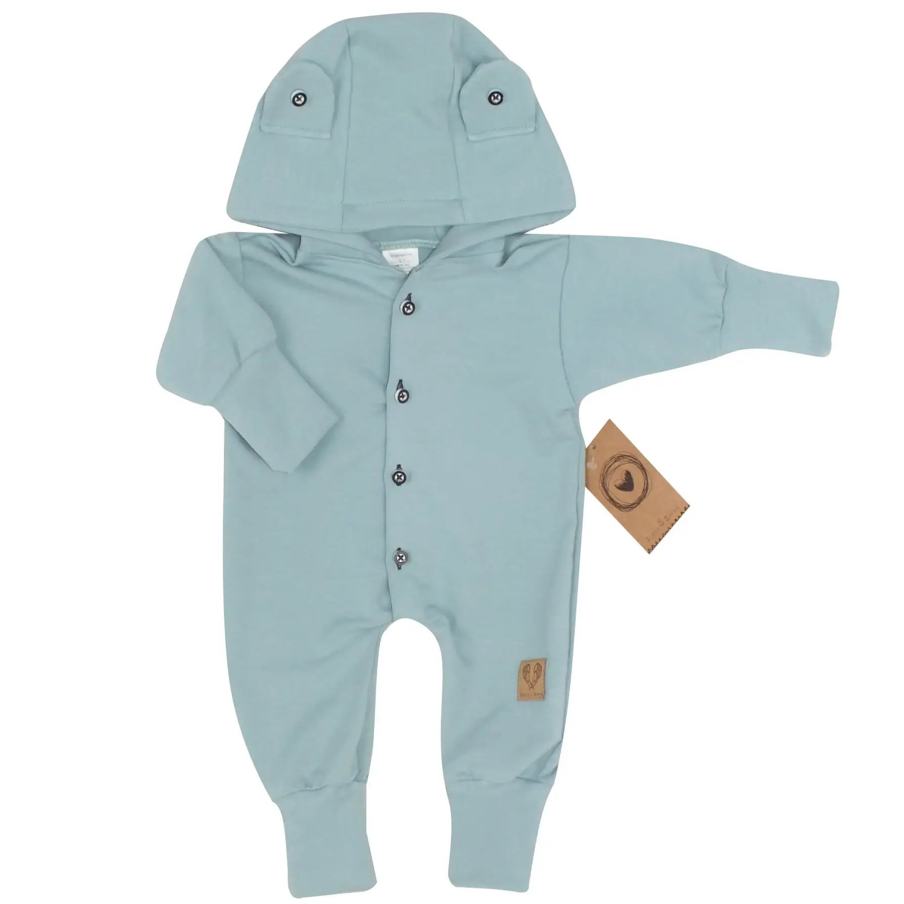 BAWEŁNIANY DRESOWY KOMBINEZON Z KAPTUREM PAJAC MORSKI NIEBIESKI Z GUZIKAMI - 56