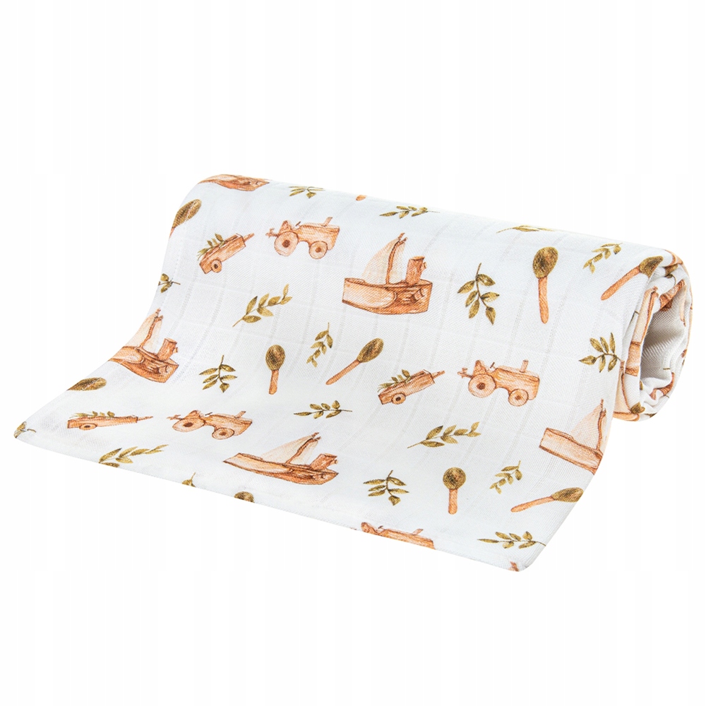 Otulacz bambusowy dla niemowląt Łódki i listki boho AL