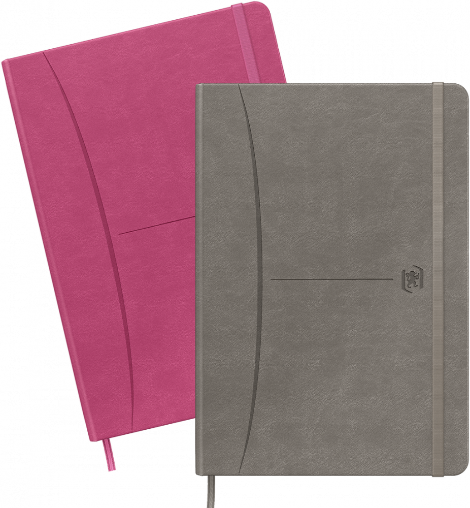 2x Notatnik w kratkę Oxford Signature, z gumką, A5, twarda oprawa, 80 kartek, mix kolorów