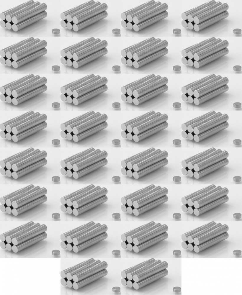 200x Magnes neodymowy Euro Magnesy MW N38, 5x2mm, 1 sztuka, srebrny