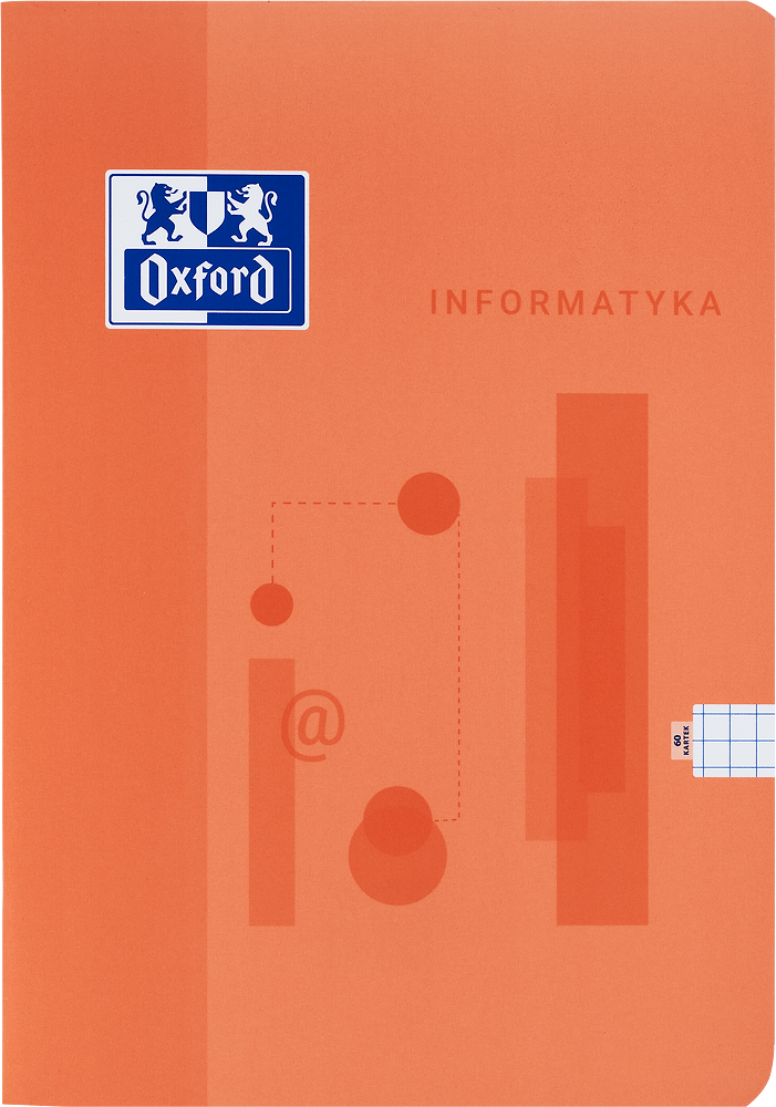 Zeszyt przedmiotowy w kratkę Oxford Informatyka, A5, miękka oprawa, 60 kartek, pomarańczowy