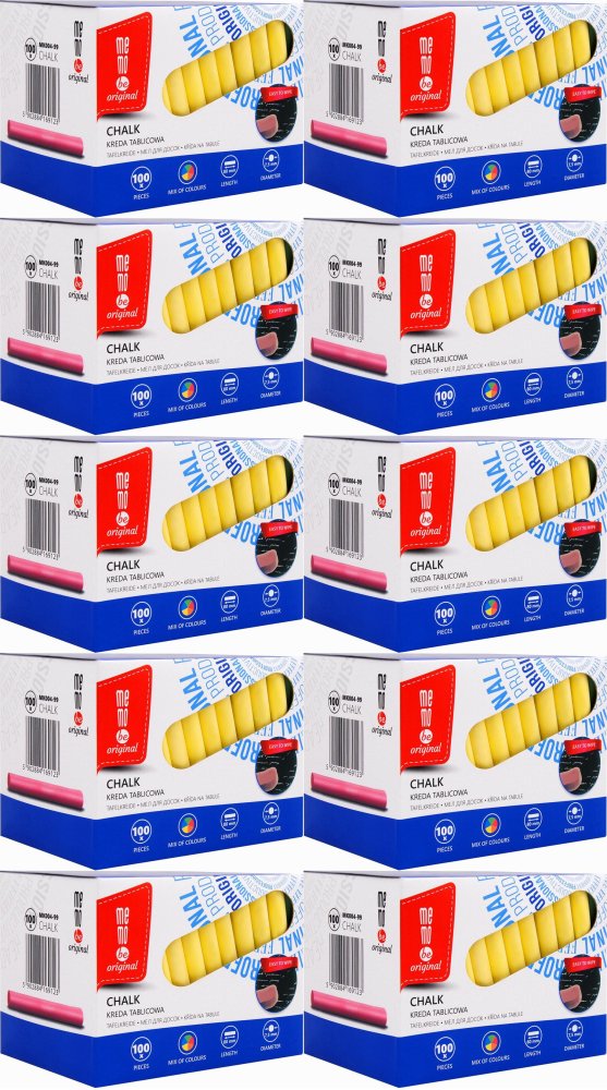 10x Kreda tablicowa MemoBe, 100 sztuk, mix kolorów