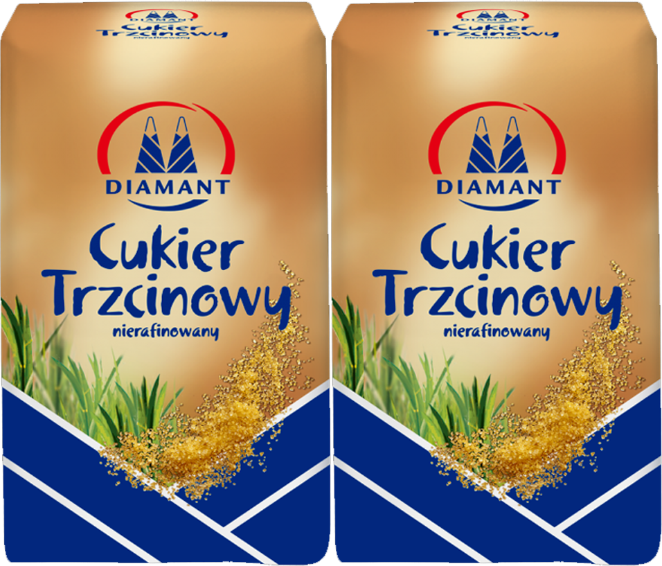 2x Cukier trzcinowy nierafinowany Diamant, sypki, 1kg
