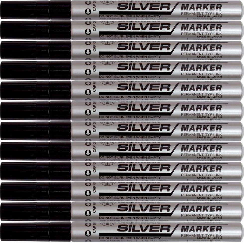 12x Marker olejowy Snowman, średni, okrągła, srebrny