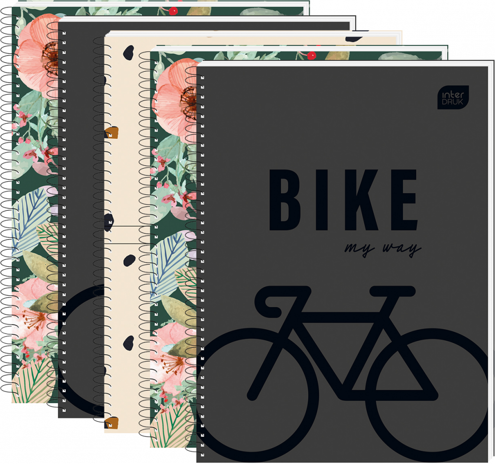 5x Kołonotatnik Interdruk A4, w linie, 100 kartek, mix wzorów