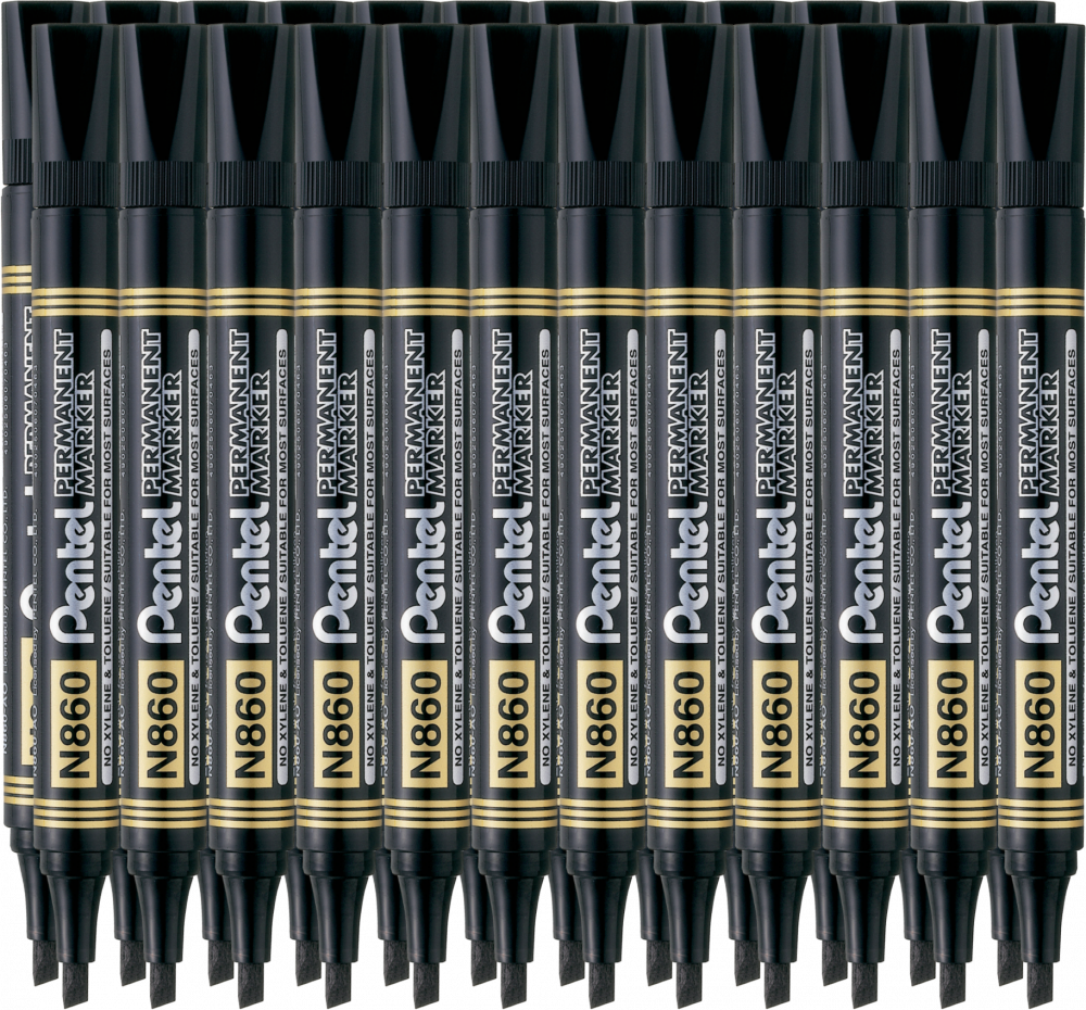 24x Marker permanentny Pentel N860, ścięta, 4.5mm czarny