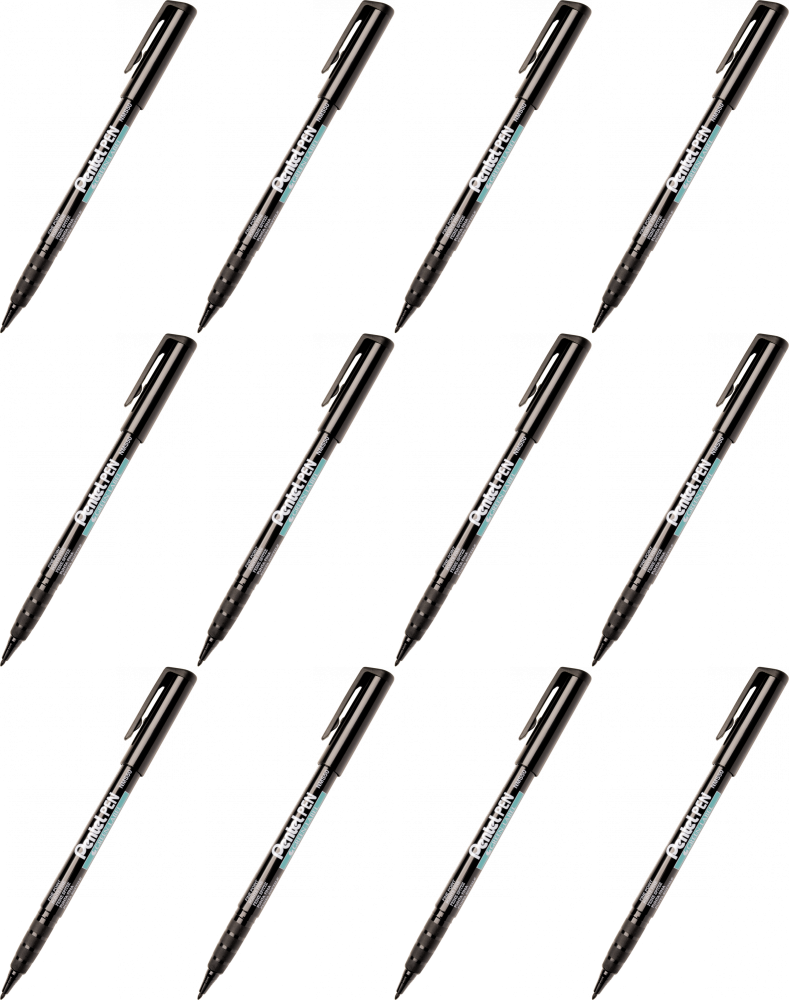 12x Marker permanentny Pentel NMS50, okrągła, 2mm, czarny