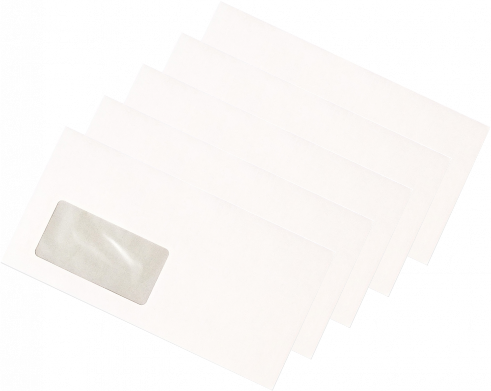 10x Koperta standardowa, NC, DL, samoklejąca SK, okno lewe, 50 sztuk, biały