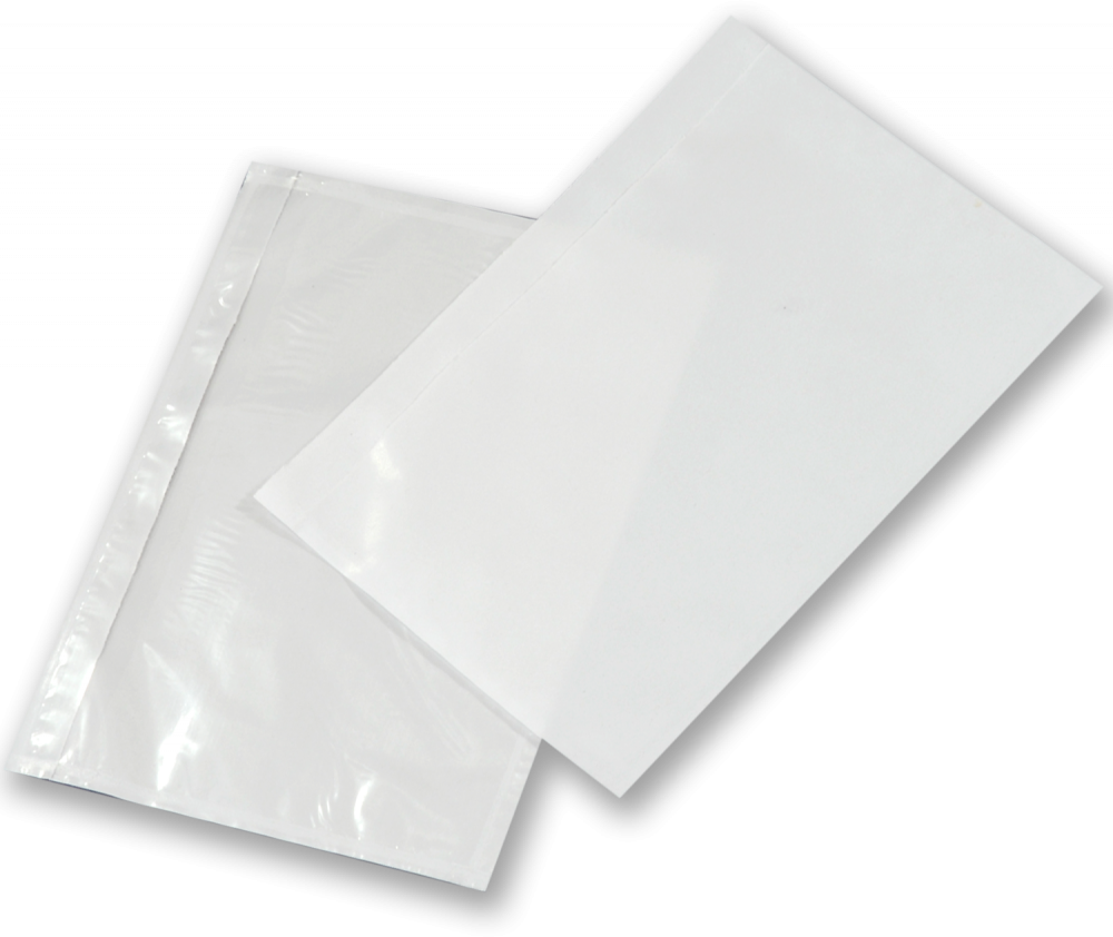 2x Koperty kurierskie/kangurki/przylgi NC, C4, z paskiem HK, 100 sztuk, przezroczysty