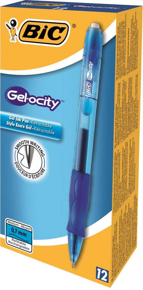12x Długopis żelowy automatyczny Bic Gel-ocity, 0.7mm, niebieski