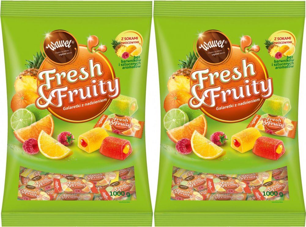 2x Galaretki Wawel Fresh&Fruity, mix owocowy, 1kg