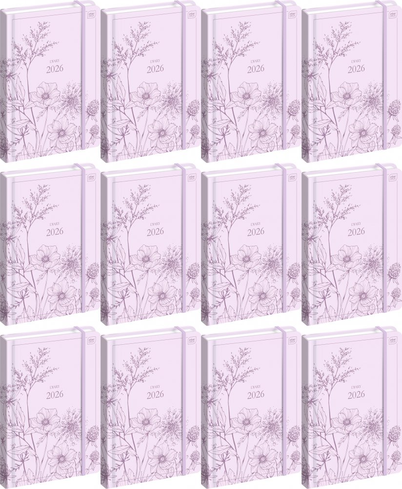 12x Kalendarz książkowy 2026, Interdruk, Mat+UV Wildflowers, B5, tygodniowy