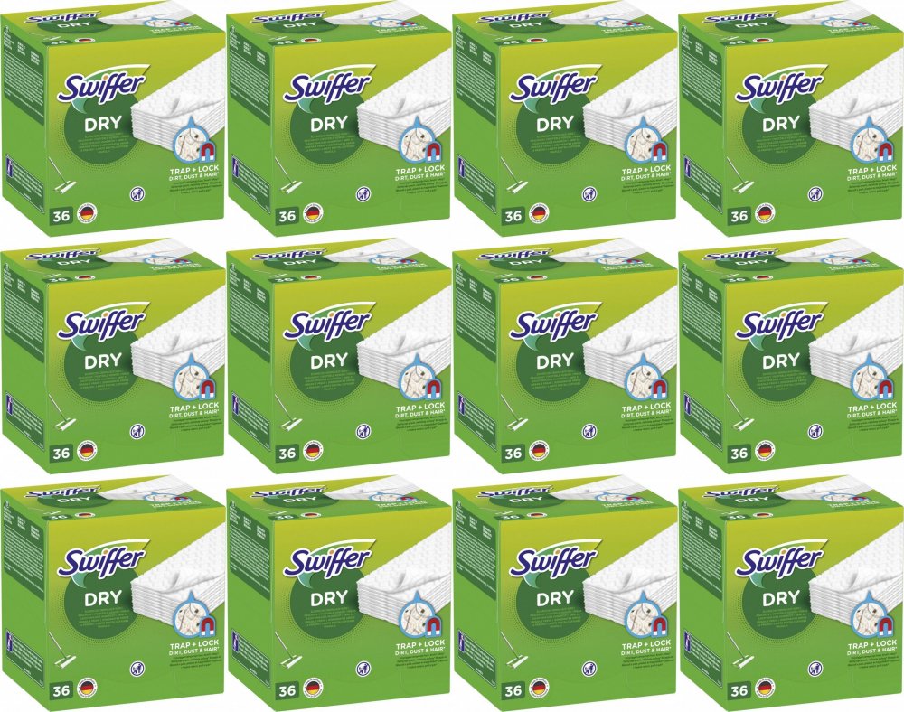 12x Ściereczki do mopa Swiffer Sweeper, suche, 36 sztuk