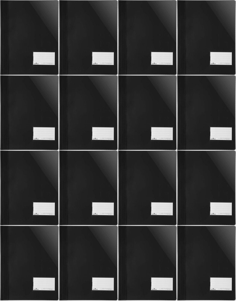 16x Skoroszyt plastikowy Durable, A4+, z okienkiem, do 200 kartek, przezroczysty/czarny