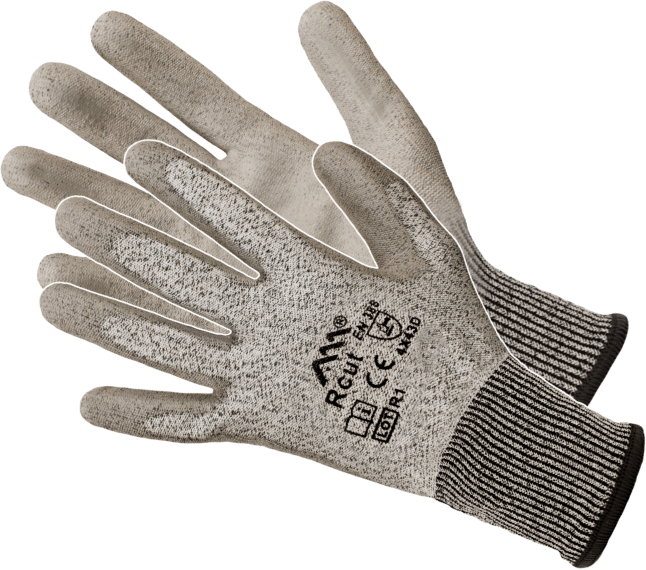 Rękawice robocze Art-Mas RCUT KAT.2, antyprzecięciowe, powlekane, rozmiar 7, szary