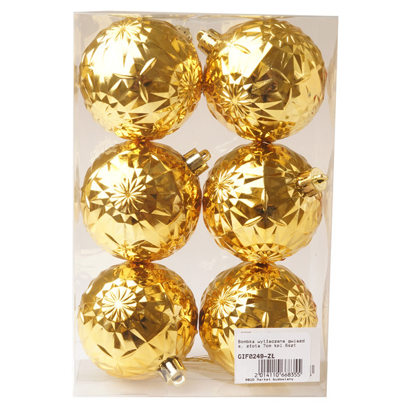 Bombka 6szt 7cm złota geometryczna