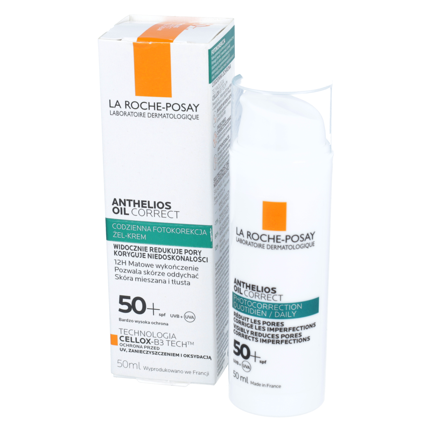 La roche - anthelios oil correct, żel-krem korygujący niedoskonałości, spf 50+, 50 ml (data ważności: 31.01.2026)