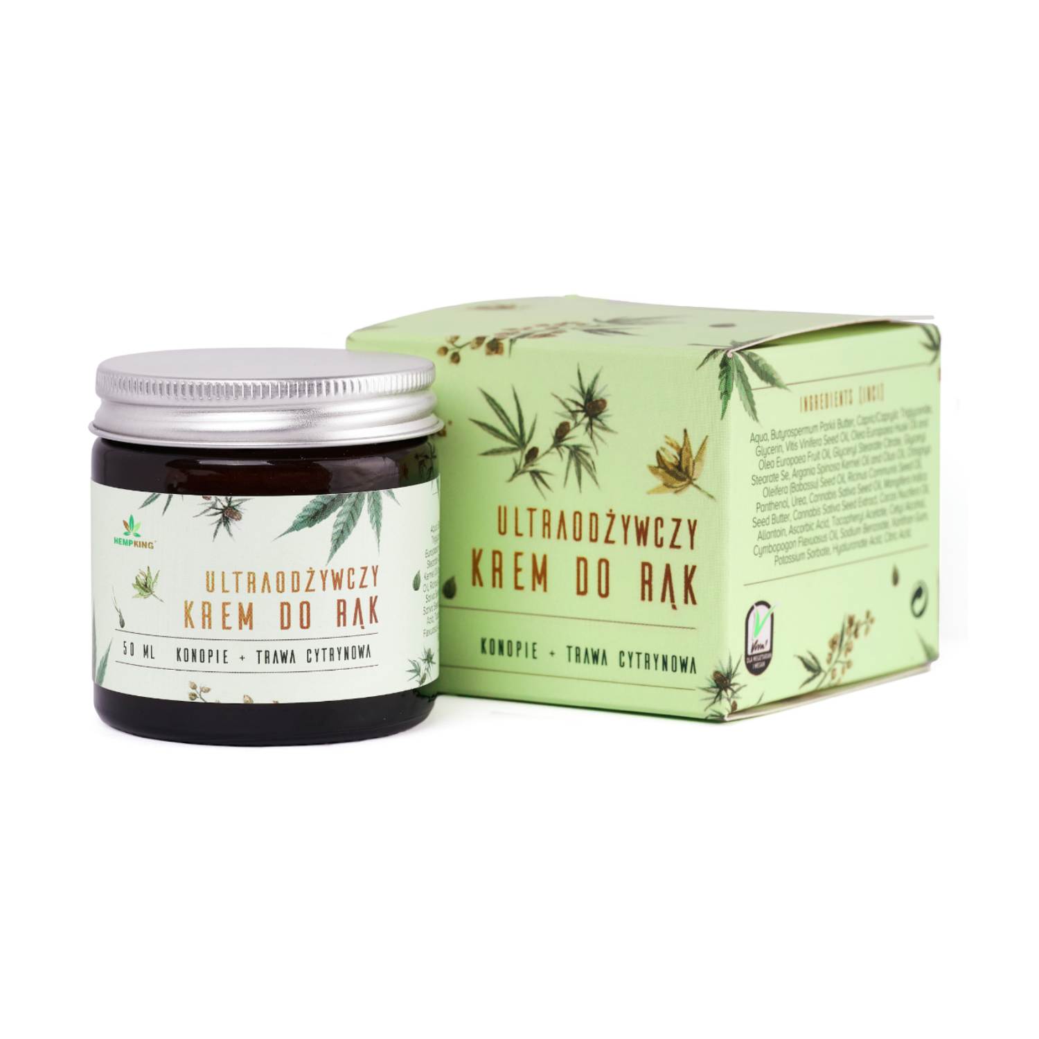 Hempking - ultraodżywczy konopny krem do rąk z cbd o zapachu trawy cytrynowej, 50 ml