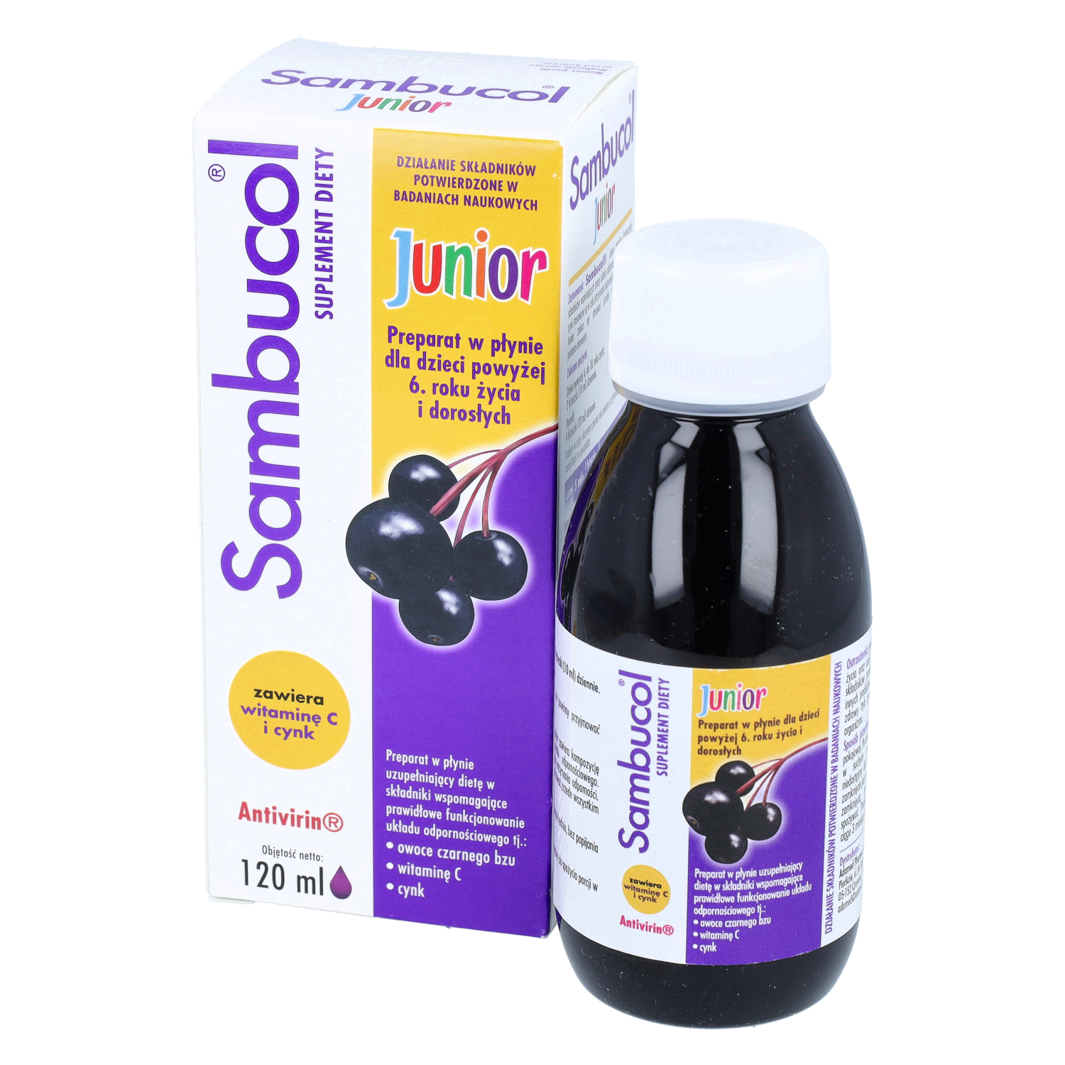 Sambucol junior, syrop dla dzieci powyżej 6. roku życia, 120 ml