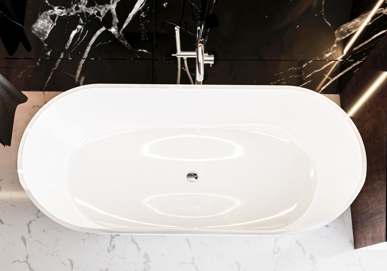 Miraggio Siena wanna wonostojąca 180x80 cm owalna biały połysk 0000936