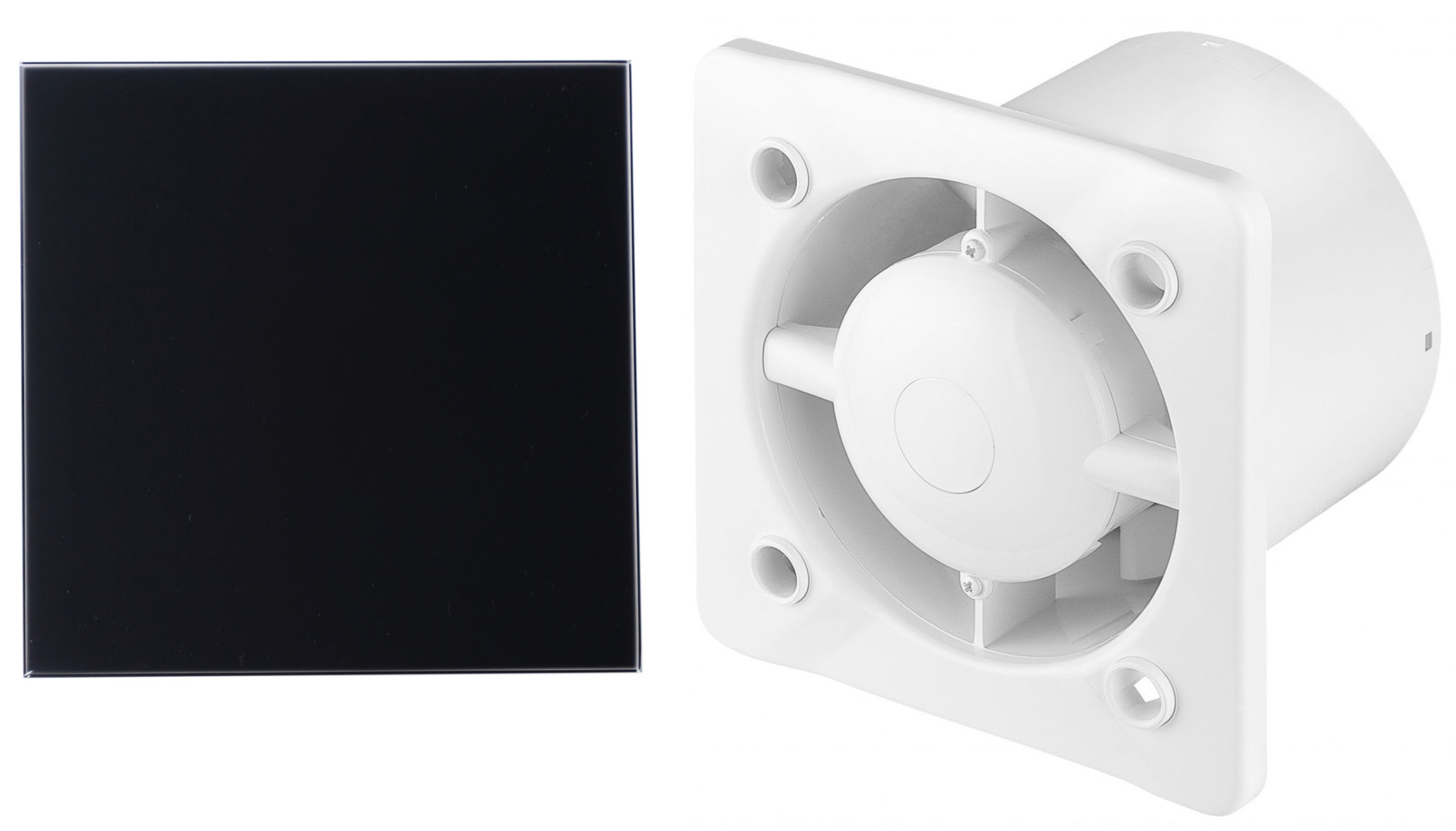 Awenta System+ Silent 100 wentylator ścienno-sufitowy z panelem ozdobnym biały/czarny mat (KWS100, PTGB100M) - Wysyłka w 24h