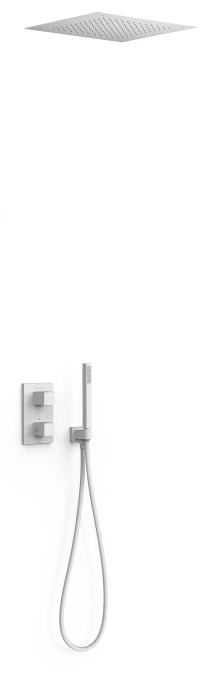 Tres Therm-Box zestaw prysznicowy podtynkowy termostatyczny z deszczownicą biały mat 00625005BM