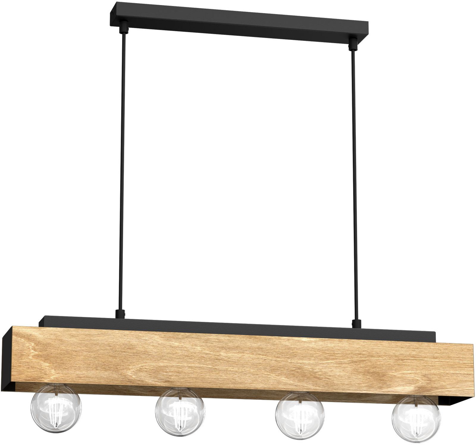 Luminex Miluza lampa wisząca 4x15W czarny/drewno 1637